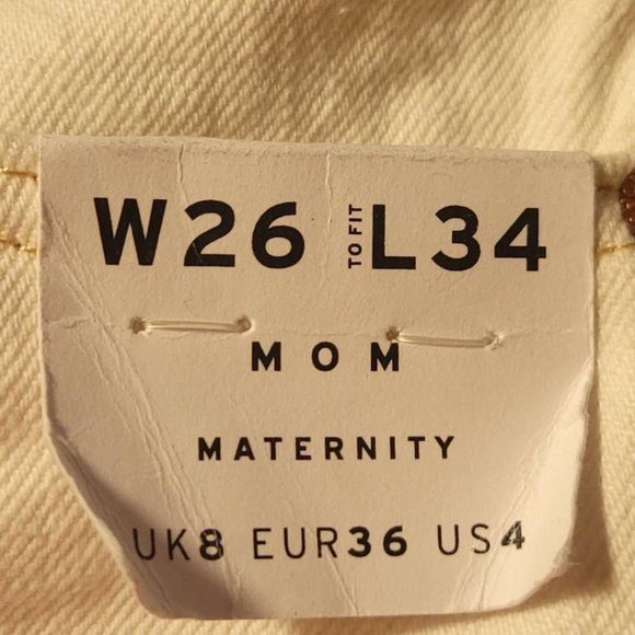 Topshop Womens Mom Jeans White Stretch Pull On Mid Rise Maternity 26 New - Picture 10 of 11